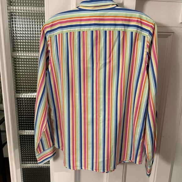 Lauren Ralph Lauren Womens Medium Multi Color Striped Button Down Shirt Sz M - Picture 3 of 10